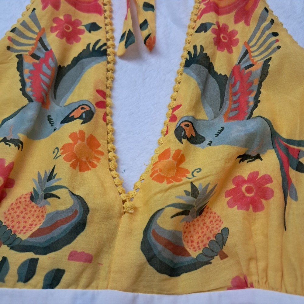 NWT JessaKae Tropica Dress Halter Dress Women's XXL Yellow Vibrant Vacation - Picture 8 of 15